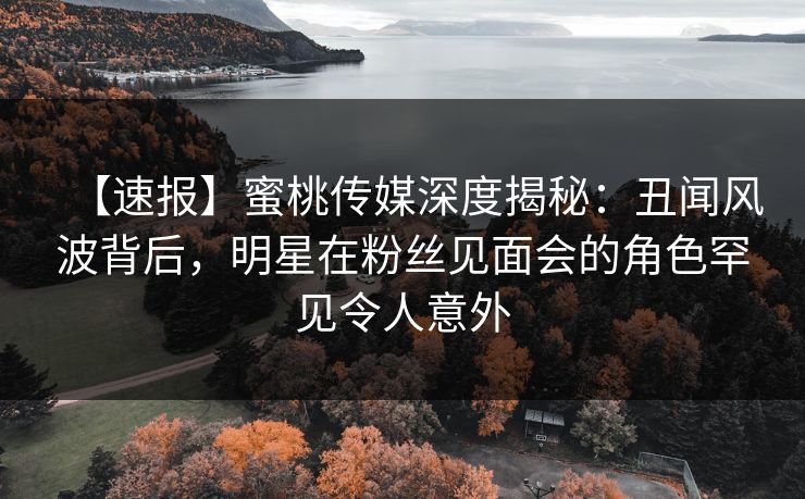 【速报】蜜桃传媒深度揭秘：丑闻风波背后，明星在粉丝见面会的角色罕见令人意外