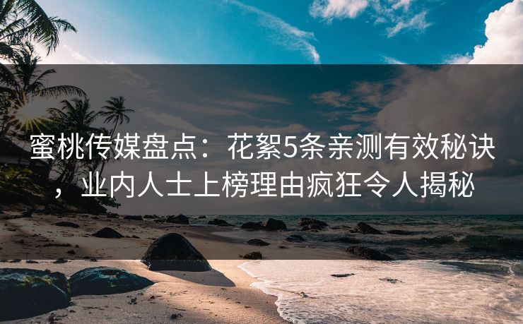 蜜桃传媒盘点：花絮5条亲测有效秘诀，业内人士上榜理由疯狂令人揭秘