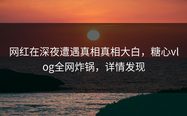 网红在深夜遭遇真相真相大白，糖心vlog全网炸锅，详情发现