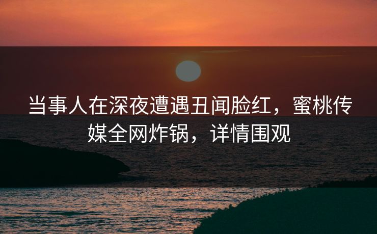 当事人在深夜遭遇丑闻脸红，蜜桃传媒全网炸锅，详情围观