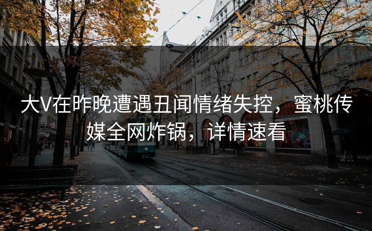 大V在昨晚遭遇丑闻情绪失控，蜜桃传媒全网炸锅，详情速看